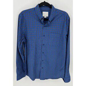 American Eagle Mens Classic Fit Blue Plaid Button Down Long Sleeve Shirt